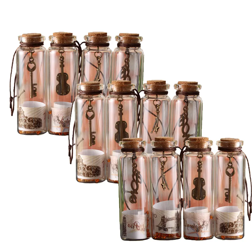 

12 Pcs/set 2*7cm Wish Bottles Tiny Small Empty Transparent Glass Bottles Vials for Wedding Decoration Pendant Christmas Gifts