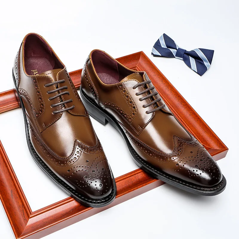 

Brogue Shoes Designers Mens Genuine Leather Dress Shoes Fashion Business Formal Shoes Lace-up Oxfords Male Weddding Party Shoe