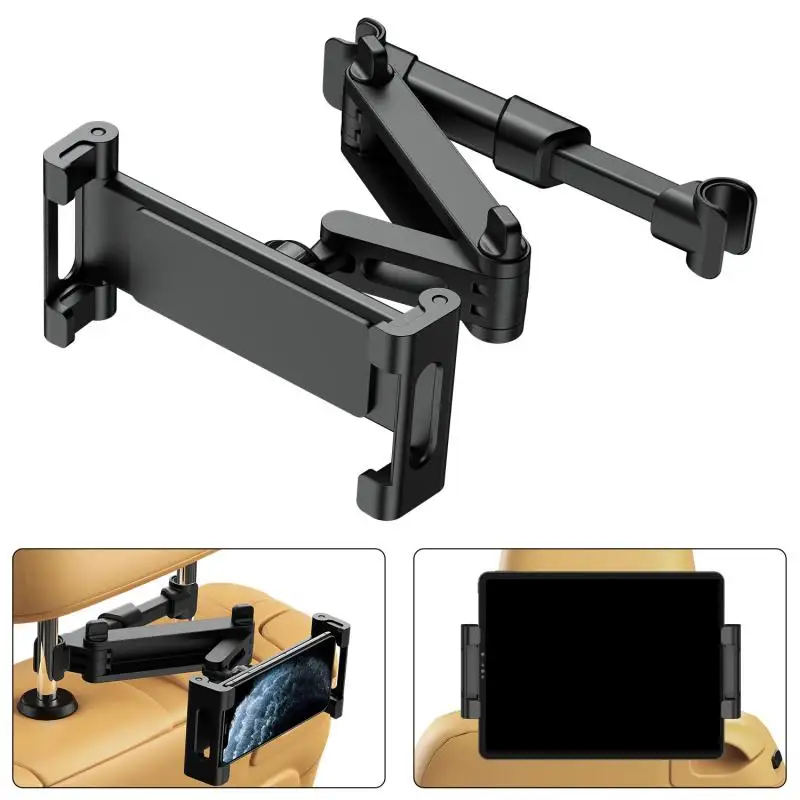 

Car Back Seat Headrest Holder for Tablet Mobile Phone Telescopic 360 Rotating Phone Stand Rear Pillow Mount Bracket 4-11 Inch