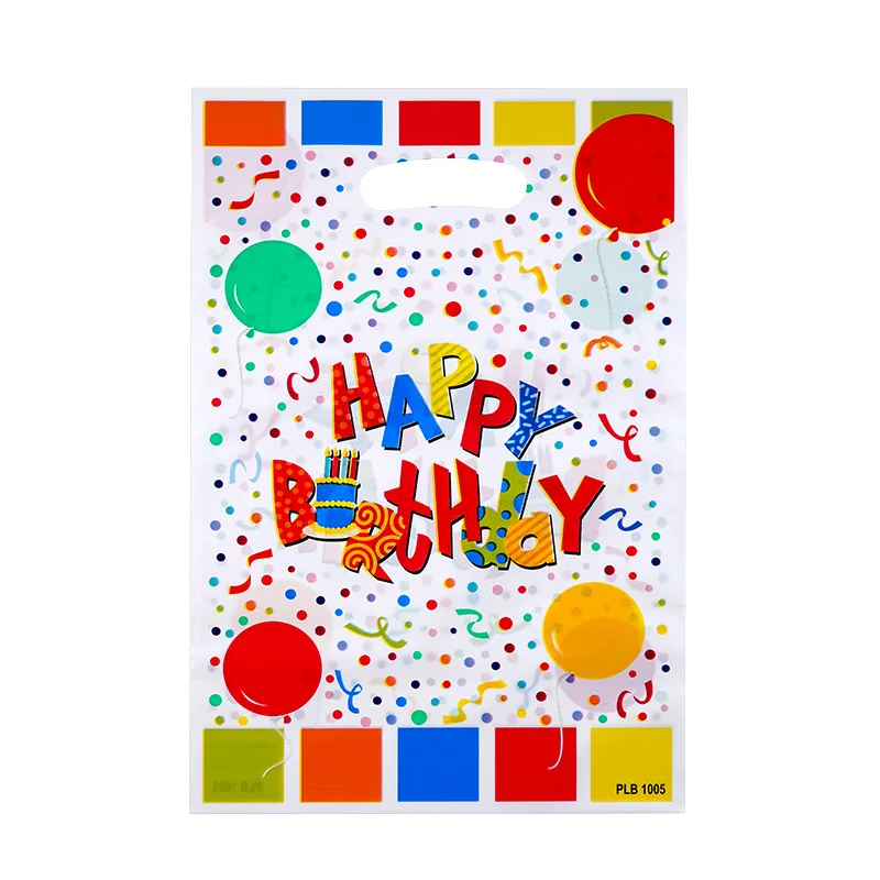 

10pcs/lot Baby Shower Party Kids Favors Happy Birthday Theme Plastic Loot Bags Birthday Decorate Gifts Bags