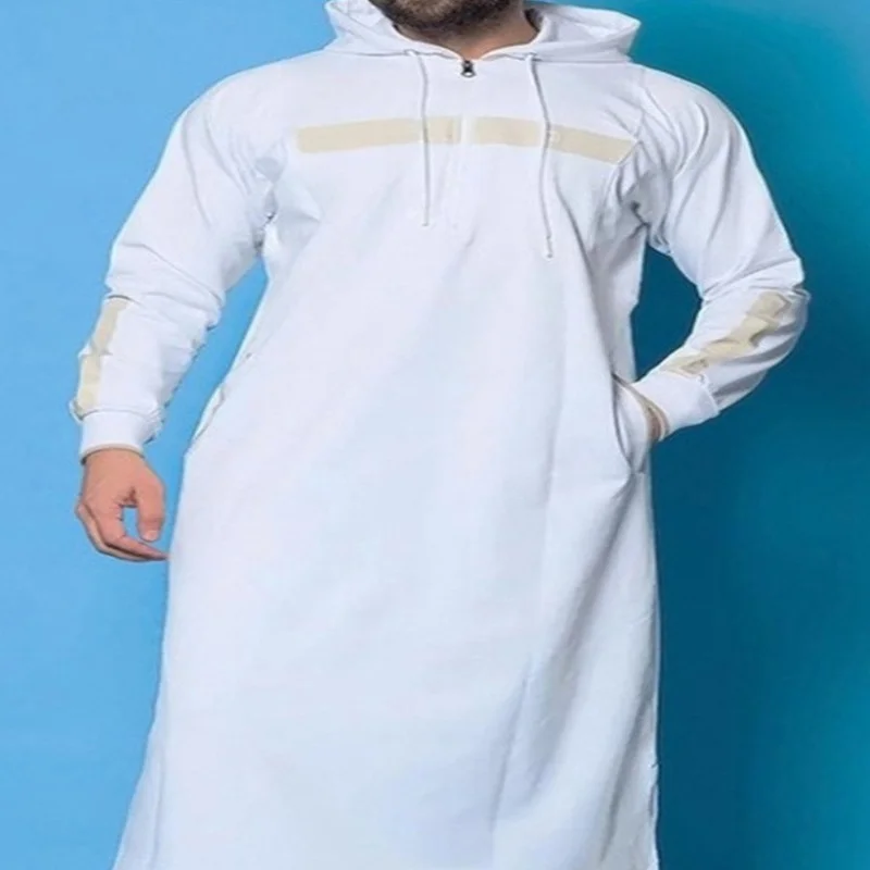 Men Thobe Robe Muslim Fashion Hooded Sweater Robe Middle East Dubai Arab Islamic Clothing Malaysia Abaya Robe 2021 Abayas