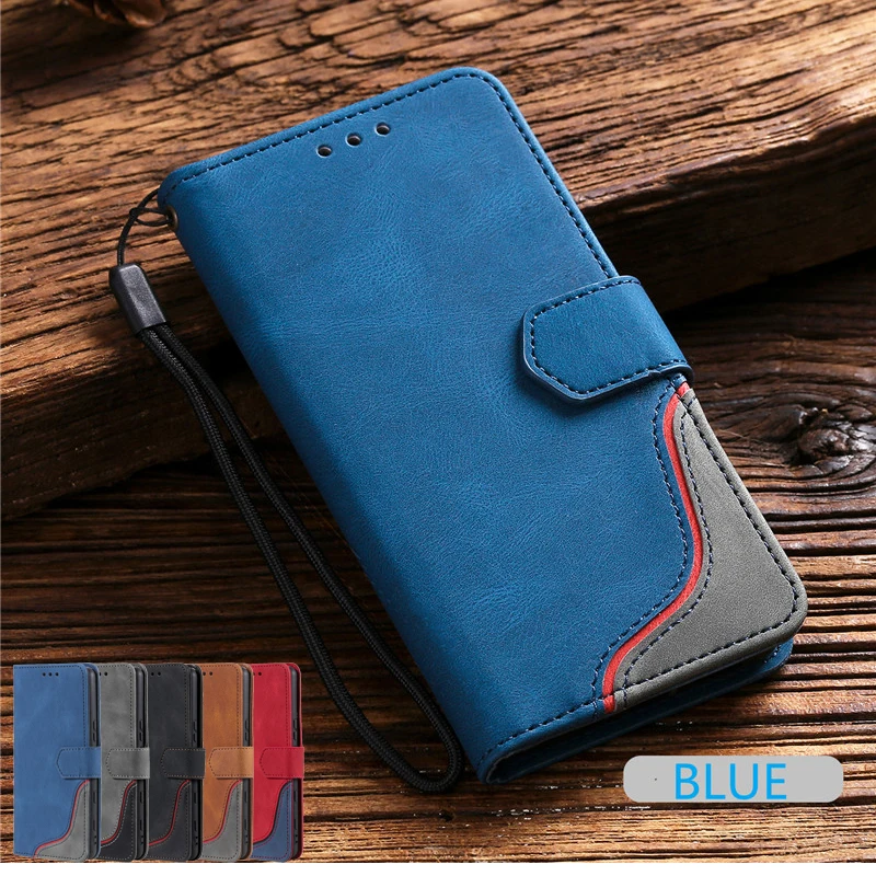 

Luxury Contrast Color Leather Flip Case For Samsung Galaxy A51 A41 A21s A31 A11 A01 A71 A81 A91 5G Phone Cases Wallet Cover Etui