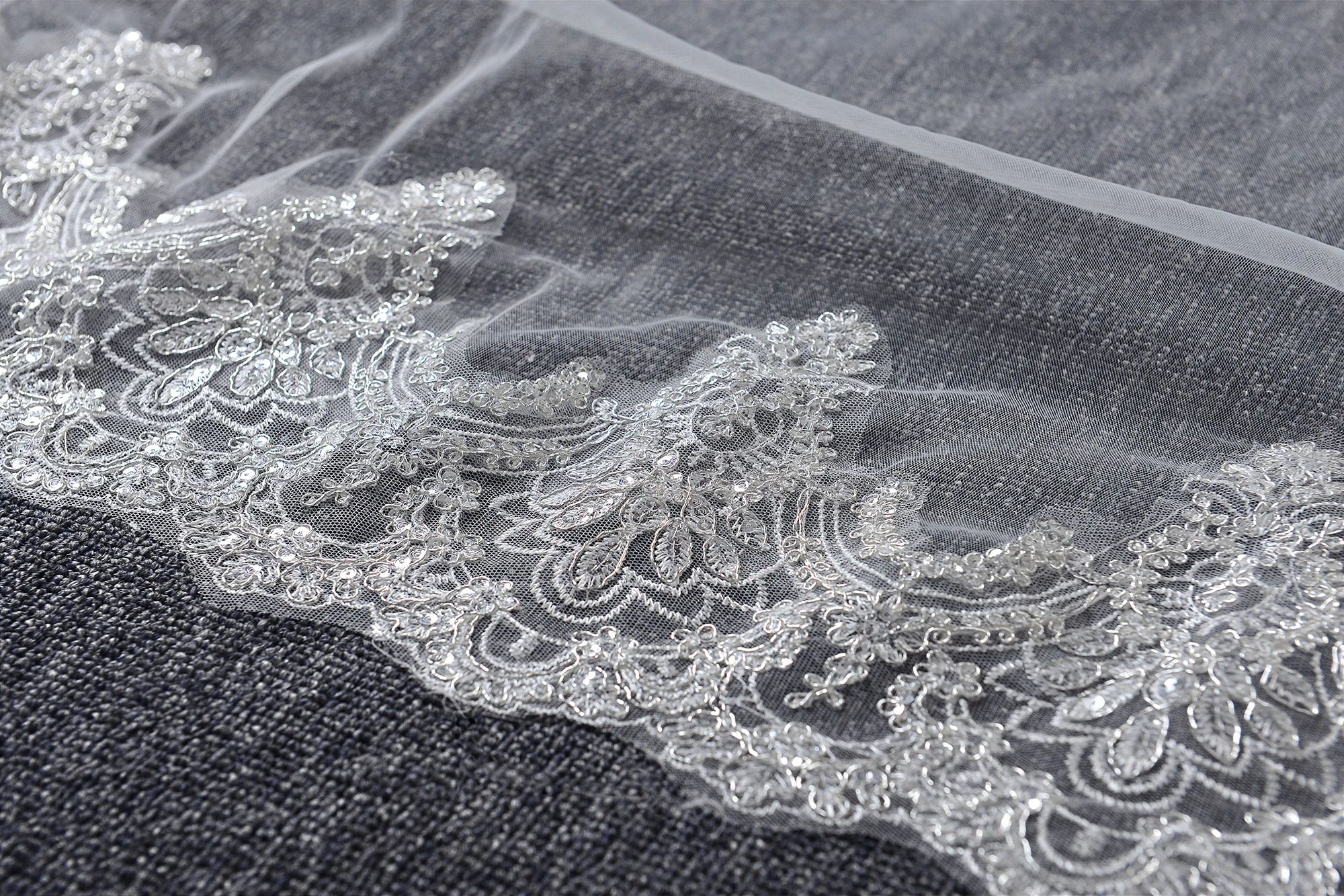 5 м два яруса блесток кружева Соборная свадебная фата белая слоновая кость