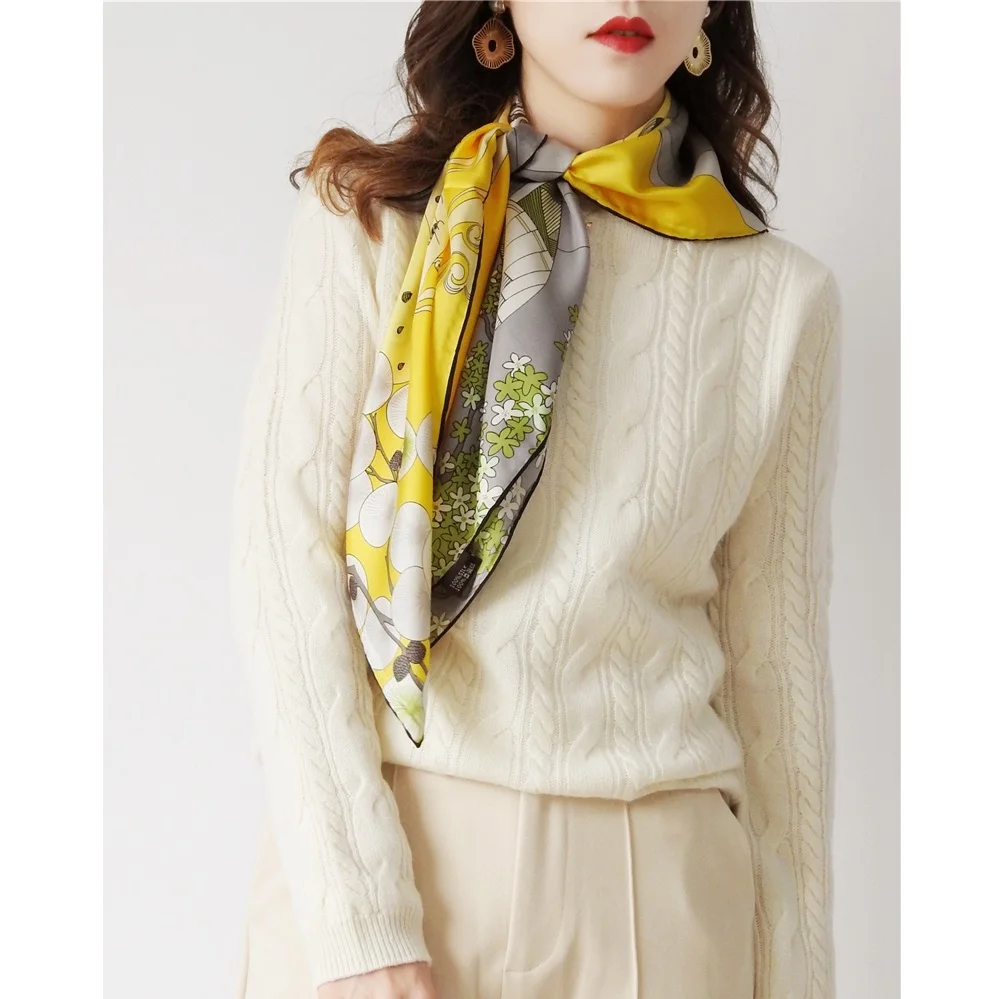 Шарф шаль из 100% шелка с принтом 35 дюймов| |