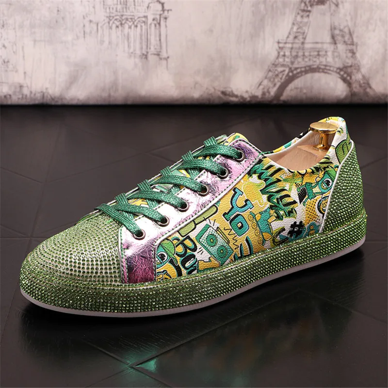 High Quality Fashion Men Rhinestone Gold Silver Mixed Colors Causal Shoes Loafers For Mens Driving Bottom Rubber Wedding | Обувь