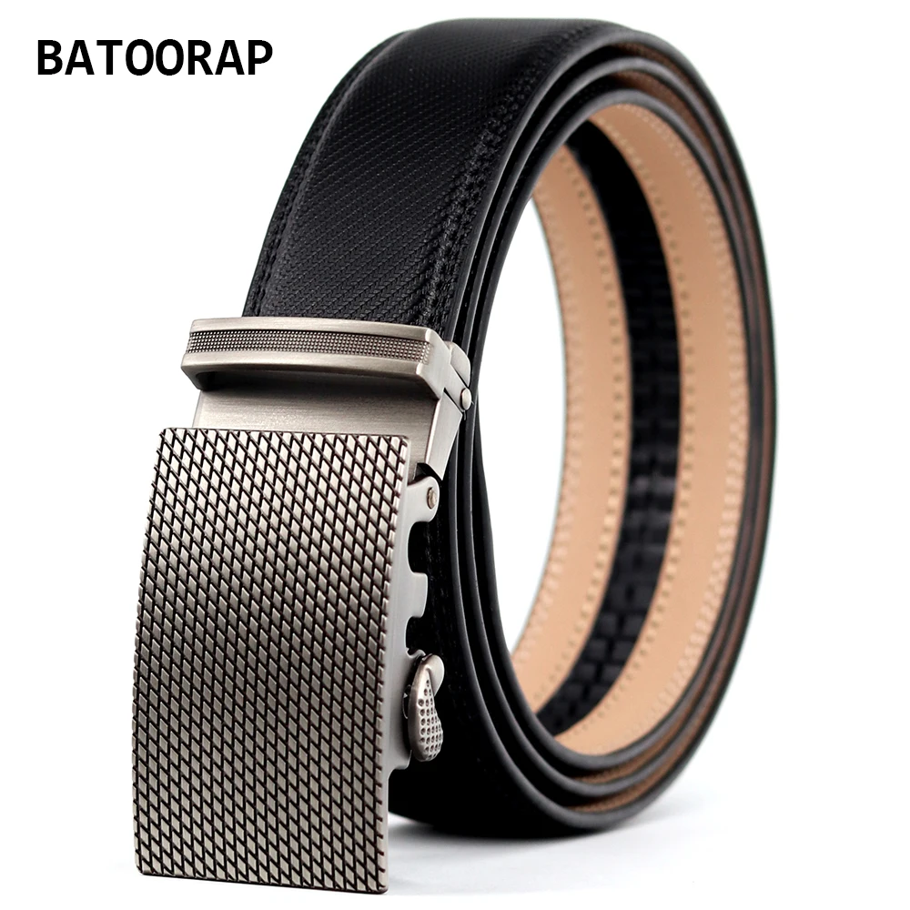 Leather Belt For Men Alloy Auto Buckle Black Cowhide Jean Wasit Strap Male Classic High Quality Ratchet Belt New Arrival HY-J007
