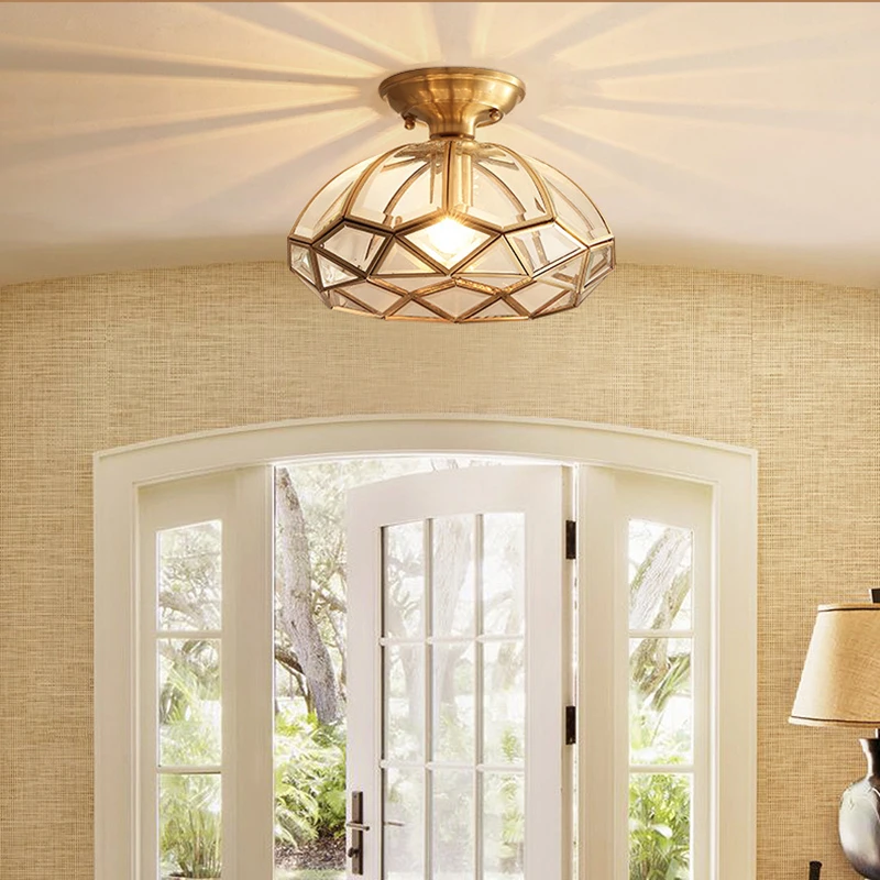 Светодиодная медная потолочная лампа e27 в американском стиле для балкона