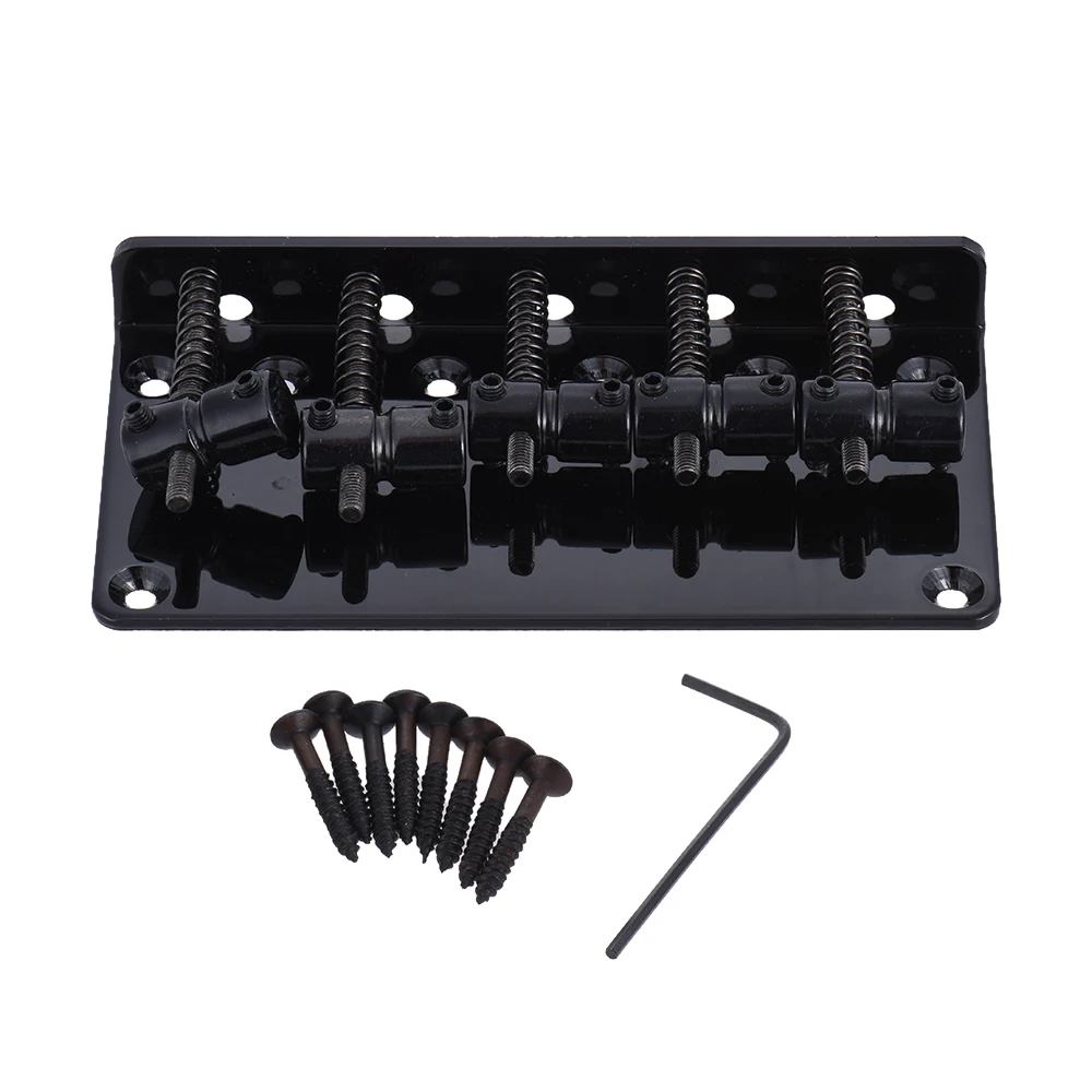 

5-saddle Bridge Set for 5 String Electric Bass Guitar Part Replacement Black Guitar Accessorries & Parts