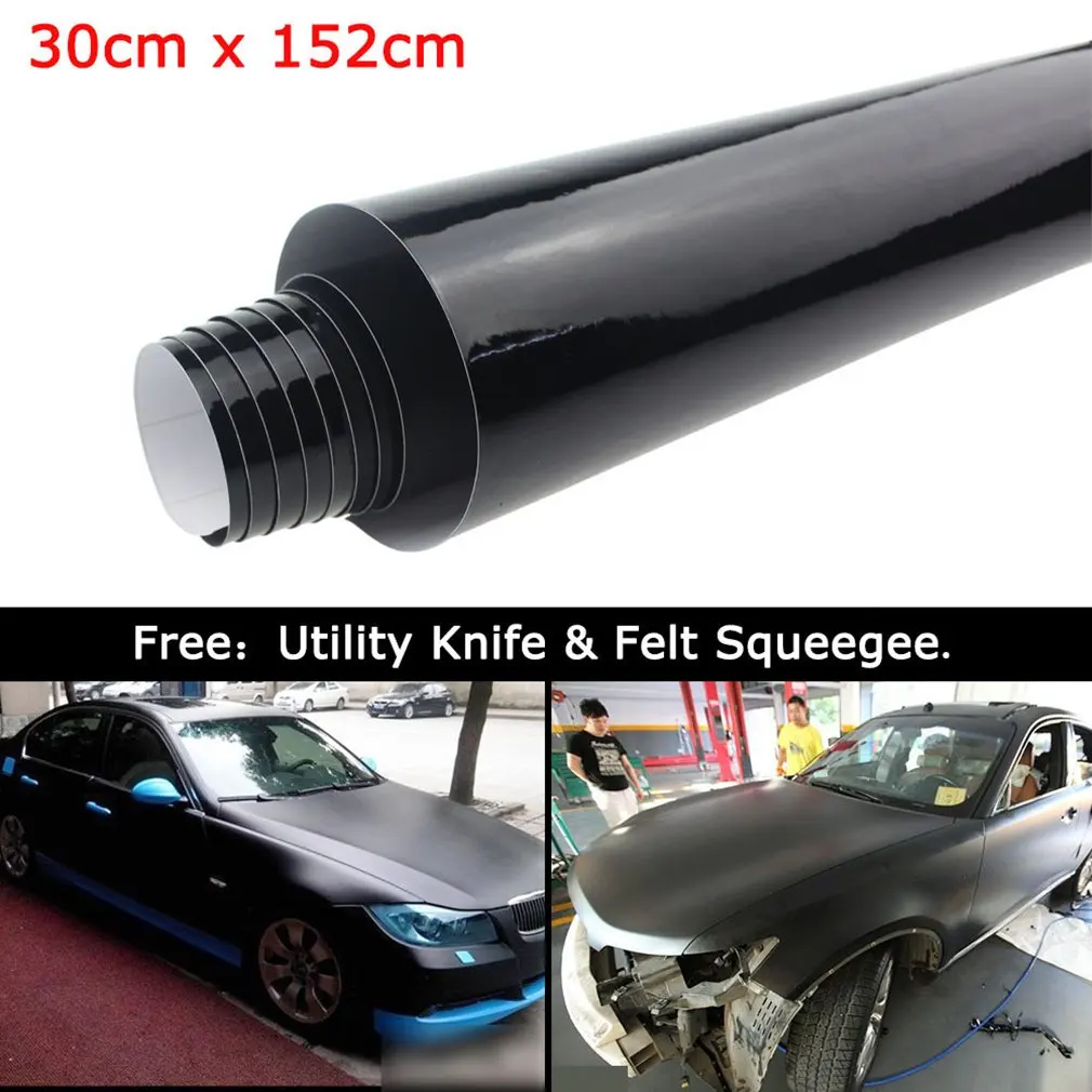 

30x152cm Black Plating Mirror Vinyl Wrap Sticker Decal Sheet w/ Air Bubble Free