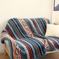 super soft retro flannel fleece sherpa bohemian couch throw blanket for sofa portable car travel cover blanket