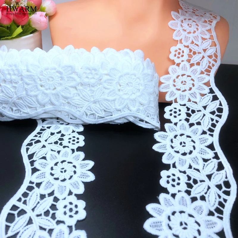 

10yard 6.5cm african lace fabric trim sewing wedding dress skirt accessories DIY New single side wave elastic lace decoration