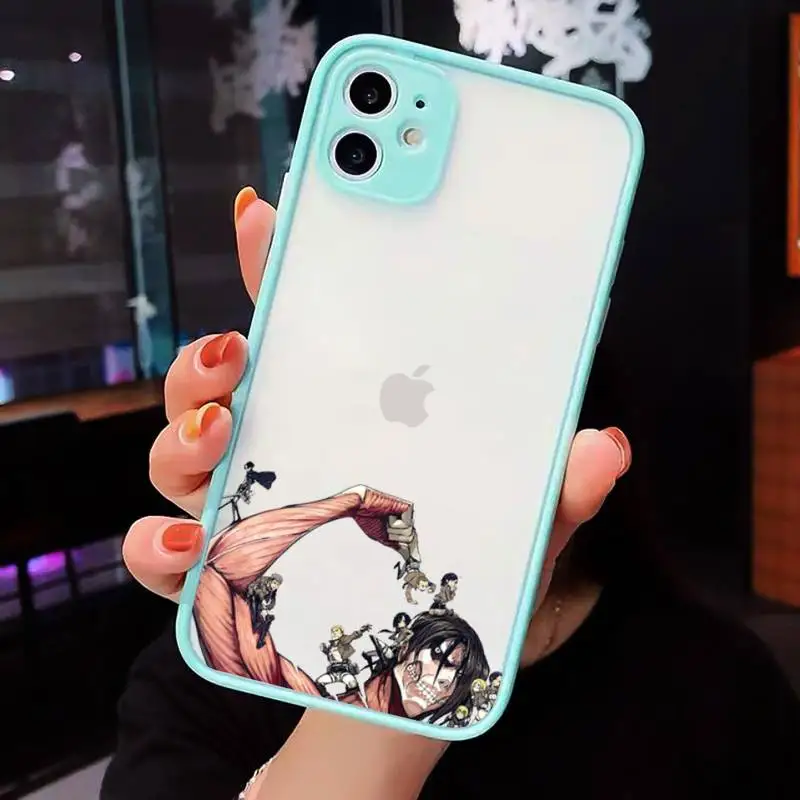 

Anime attack on Titan Phone Case matte transparent Clear Funda For blue iPhone 7 8 x xs xr 11 12 pro plus max mini