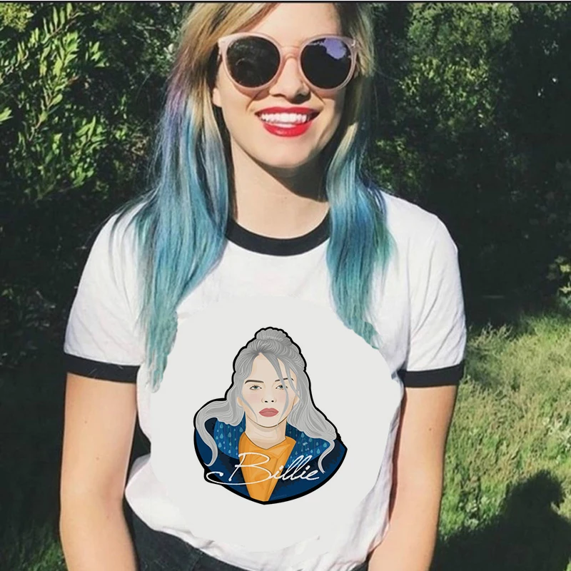 2020 new fashion women O-Neck Tshirt singer model actrees billie eilish Designer T-shirtt for | Женская одежда