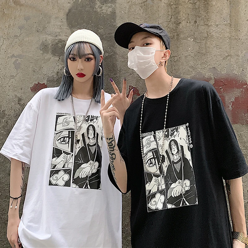 

Men's T-shirt male Akatsuki Haajuku Cool Japanese Anime Print Short Sleeve T-Shirt Men's 2021 New Street Leisure T-Shirt Cartoon