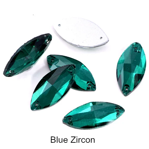 Blue-zircon 5 размеров красочные Наветт стеклянные стразы шьют на Стразы желтый плоский с оборота конский глаз формы пришивные стразы для одежды B0161 - Цвет: Blue-zircon