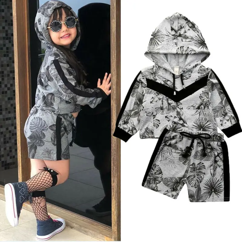 Спортивный комплект одежды для маленьких девочек пуловер с длинным рукавом и