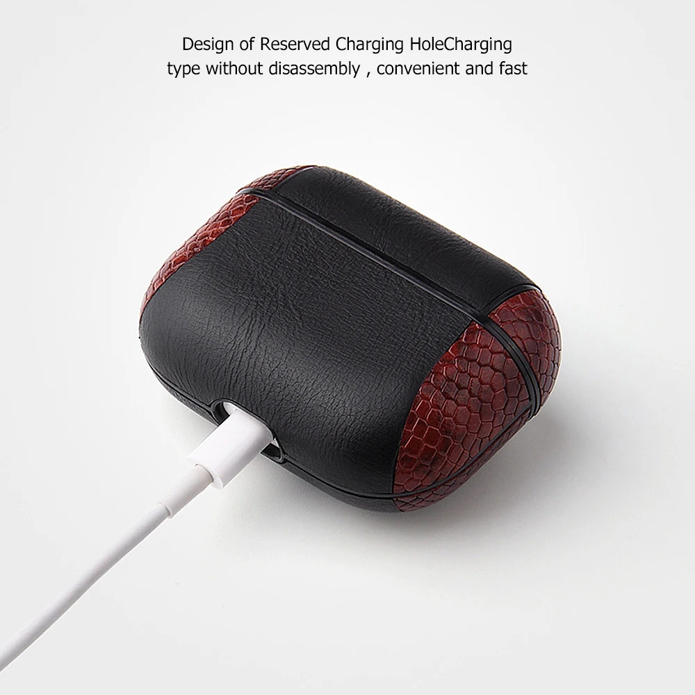 Soft Case For Air Pods Pro Wireless Earphone Protector Serpentine Leather Stitching Pattern Cover Airpods With Hook | Электроника