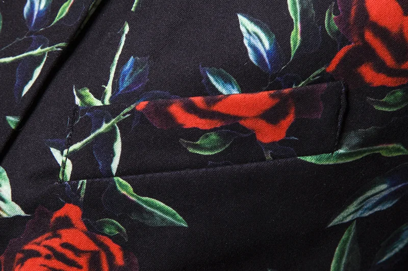 

Mens Hipster Rose Floral Print Blazer Jacket Party Nightclub Wedding Groom Prom Tuxedo Blazer Men Stage Singer Costume Homme XXL