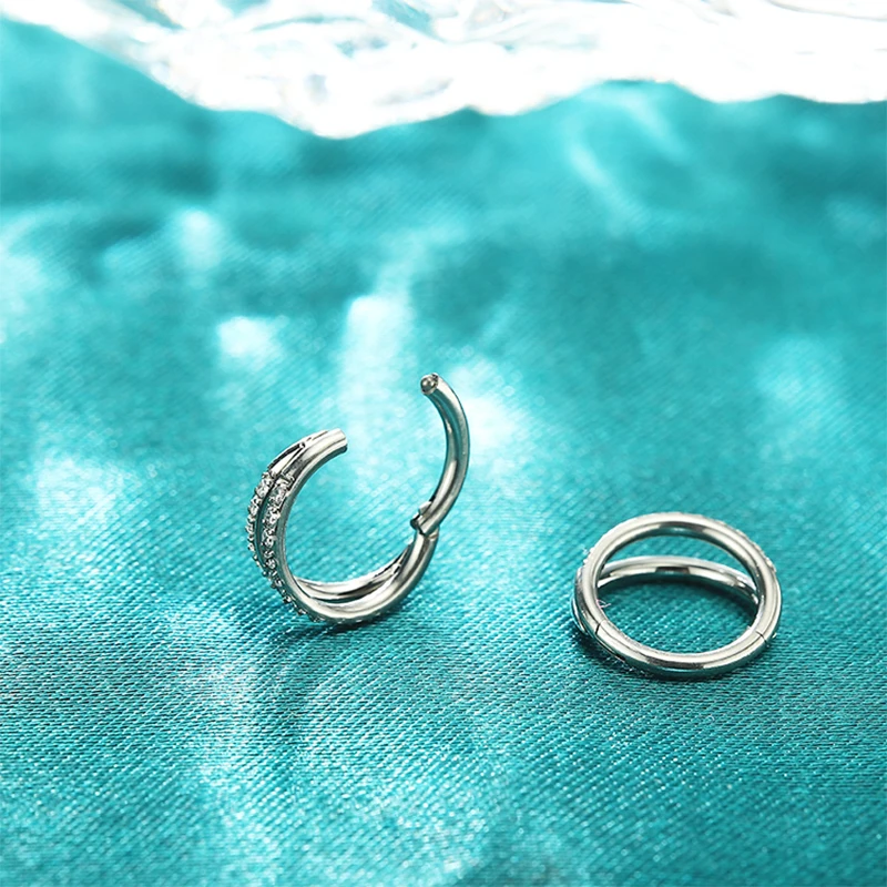 Титановое кольцо для носа G23 многослойная Ушная хрящ Серьга-гвоздик с фианитом