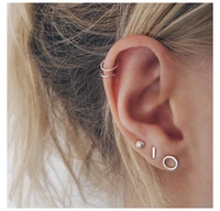 hypoallergenic stainless steel stud earrings for women 4pcs set earrings fashion circle earrings wholesale