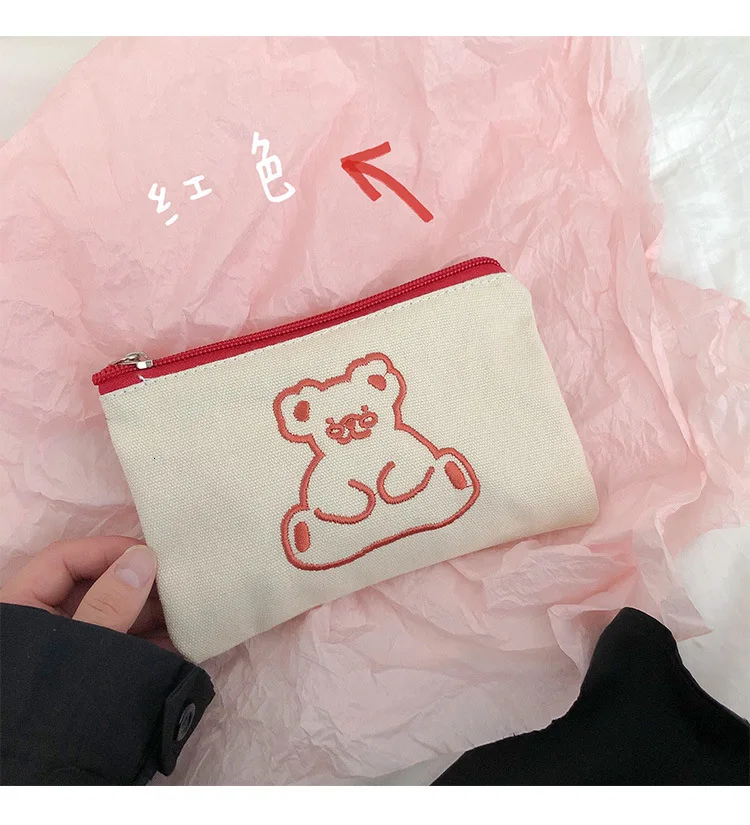 SIXONE Ins компактный чехол с вышивкой в виде медведя косметичка кавайная