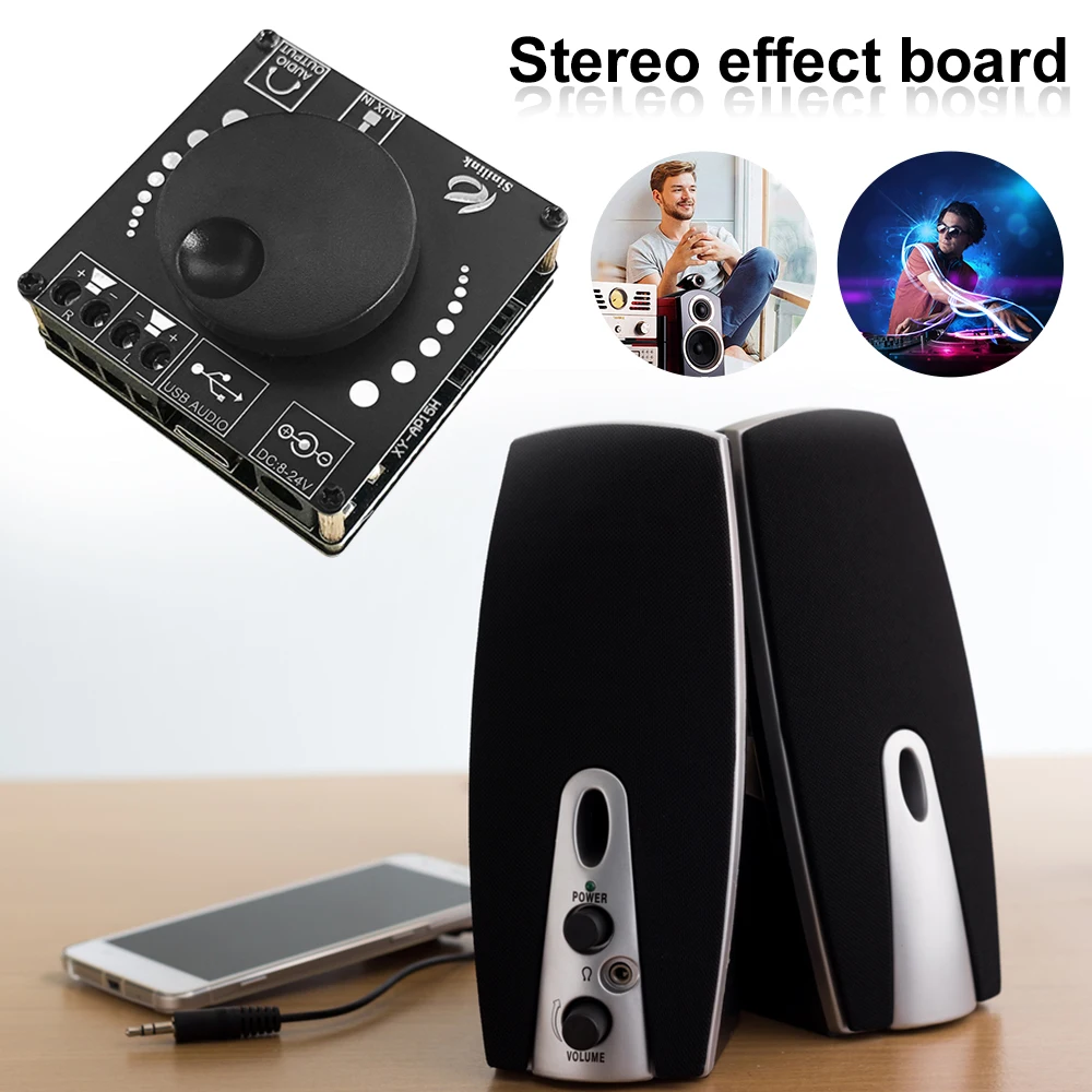 

Bluetooth 5.0 20WX2 Stereo Power Digital Amplifier Board Module AMP Amplificador Home Theater 12V 3.5mm AUX USB Mini Music AMP