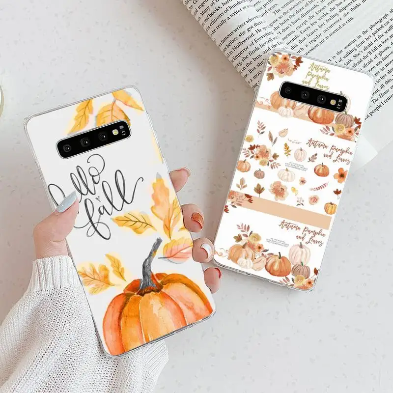 

Pumpkin happy autumn leaves Phone Case Transparent For Samsung Galaxy A S Note 9 10 51 50 71 70 80 20 21 30s ultra plus