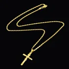 Ожерелье из чистого золота для мужчин и женщин, цепочка с очаровательный крестик-кулон покрытием из желтого золота 24 К, свадебные ювелирные изделия