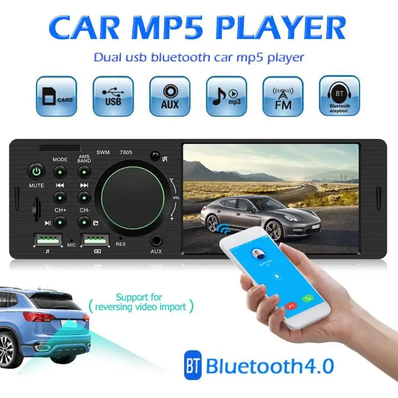 Автомобильная стереосистема SWM 7805 сенсорный экран 4 1 дюйма TFT Bluetooth FM радио два USB