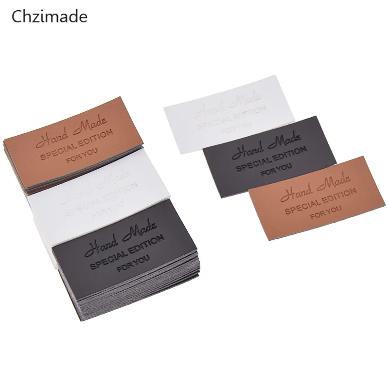 Lychee Life 48Pcs/lot Handmade PU Leather Labels Tags For Clothes Garment Jeans Bags Shoes Diy Accessories | Дом и сад