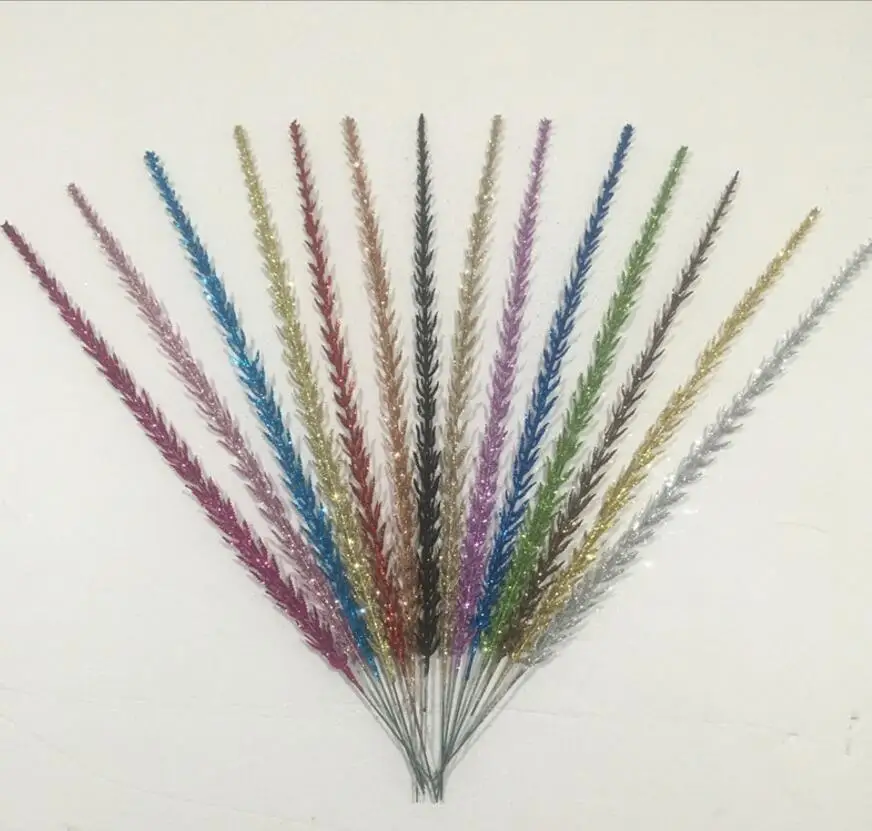 

20pcs 40cm Artificial Glitter Wheat Branch For Flower Arrangement Wedding Christmas Party Home Garden Decoration