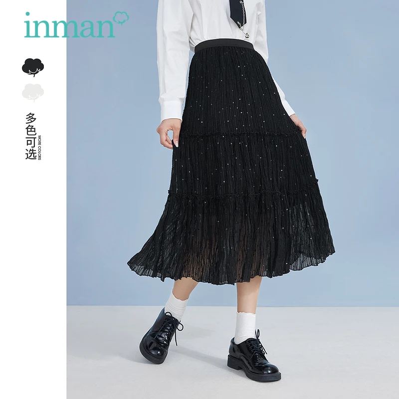 Женская юбка INMAN весна-осень элегантная милая сетчатая с высокой талией