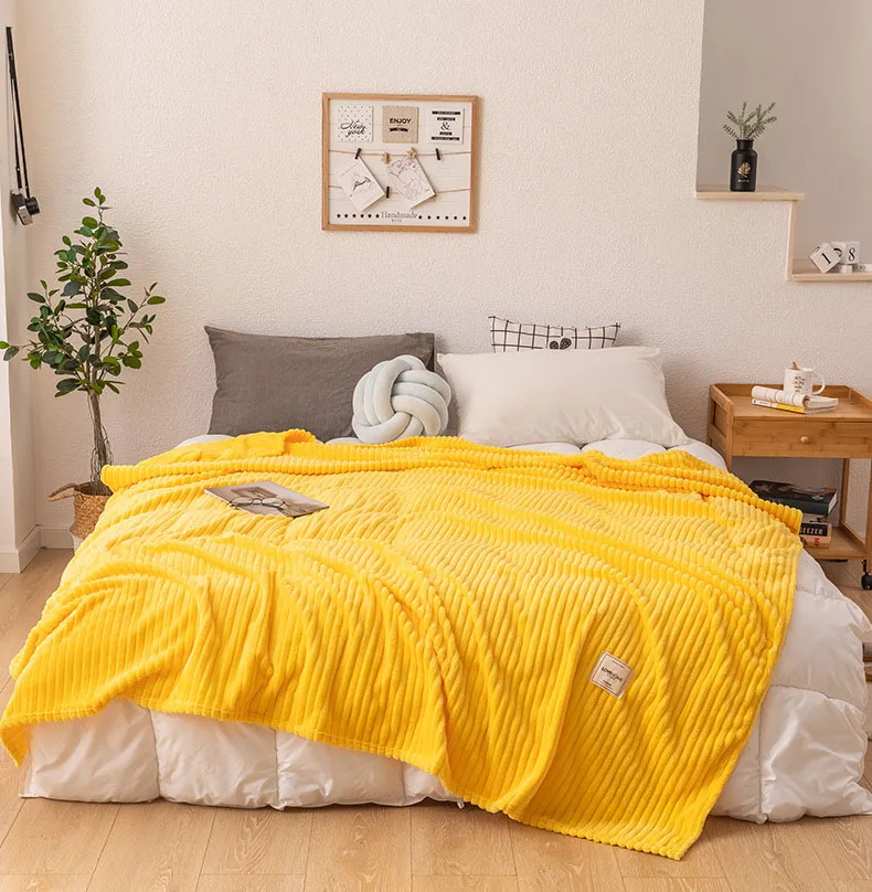 Solid Color Velvet Weighted Blanket Household Sofa Cover Bed Sheet Super Soft Striped Warm Knitted Blankets | Дом и сад