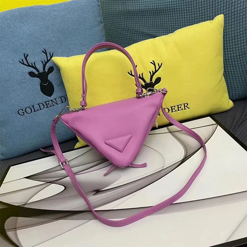 

New leather triangle bag ladies retro fashion design triangle handbag one shoulder messenger bag girl wallet two shoulder straps