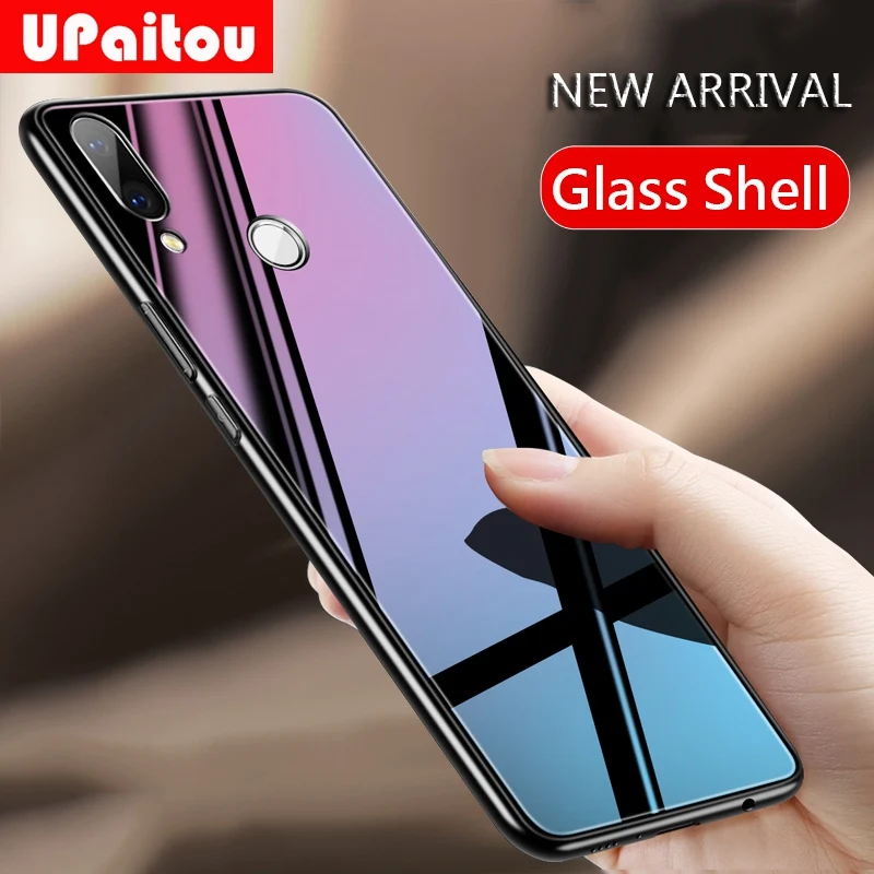 UPaitou Luxury Tempered Glass Case for Huawei Nova 5 5i Pro P Smart Z Plus PSmart 2019 TPU frame Bumper Shockproof |