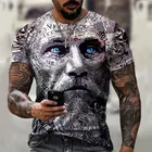 Мужская футболка с леопардовым принтом, короткая футболка большого размера с 3D-принтом в виде головы робота, лето 2021
