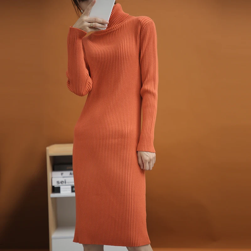 Осенне-зимние модели 2019 свободный свитер с высоким воротником и длинными