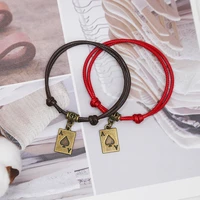 creative retro playing card bracelet classical red and black rope wild student couple bracelet jewelry gift wholesale