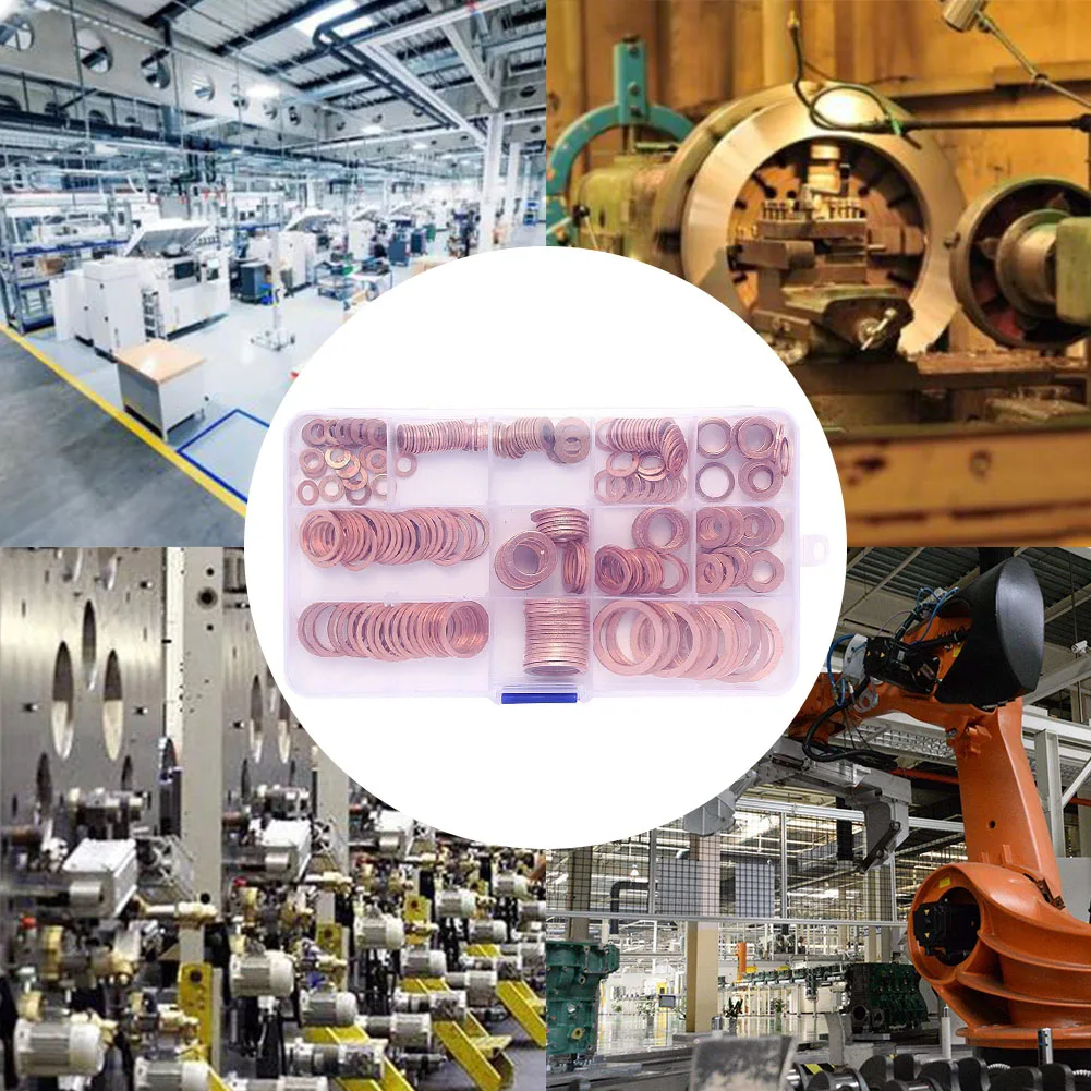 280 шт 12 размеров плоское кольцо уплотнения ассортимент медная Метрическая шайба