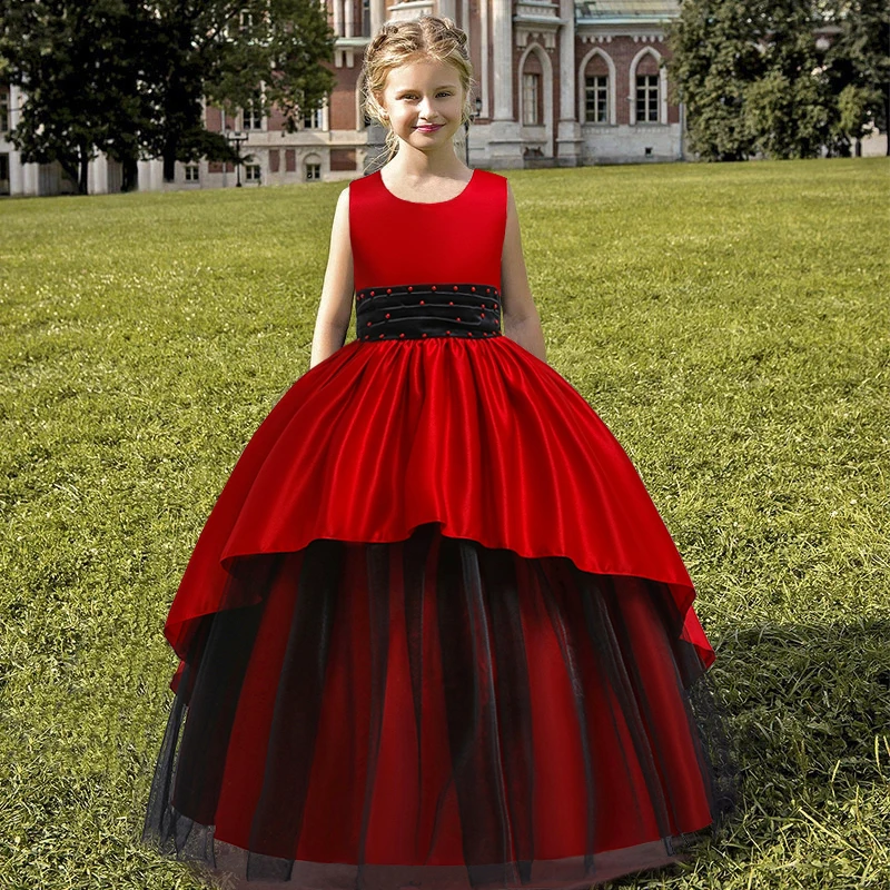 2022 Summer Teenager Costumes Girl Pageant Evening Party And Wedding Kids Dresses For Girls Long Princess Dress Beads 10 12 Year | Детская