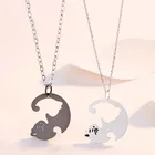 Ожерелье с подвеской в виде кошки для влюбленных пар из нержавеющей стали