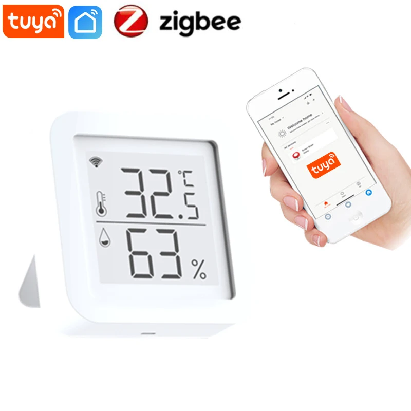 

Tuya ZigBee Wireless Gateway Temperature And Humidity Sensor With LED Screen Tuya/smart Life APP Remote Control Zigbee Hub