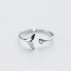 Женское Открытое кольцо с хвостом русалки, простое корейское модное регулируемое кольцо в виде дельфина из циркония в океаническом стиле, женская бижутерия для вечеривечерние