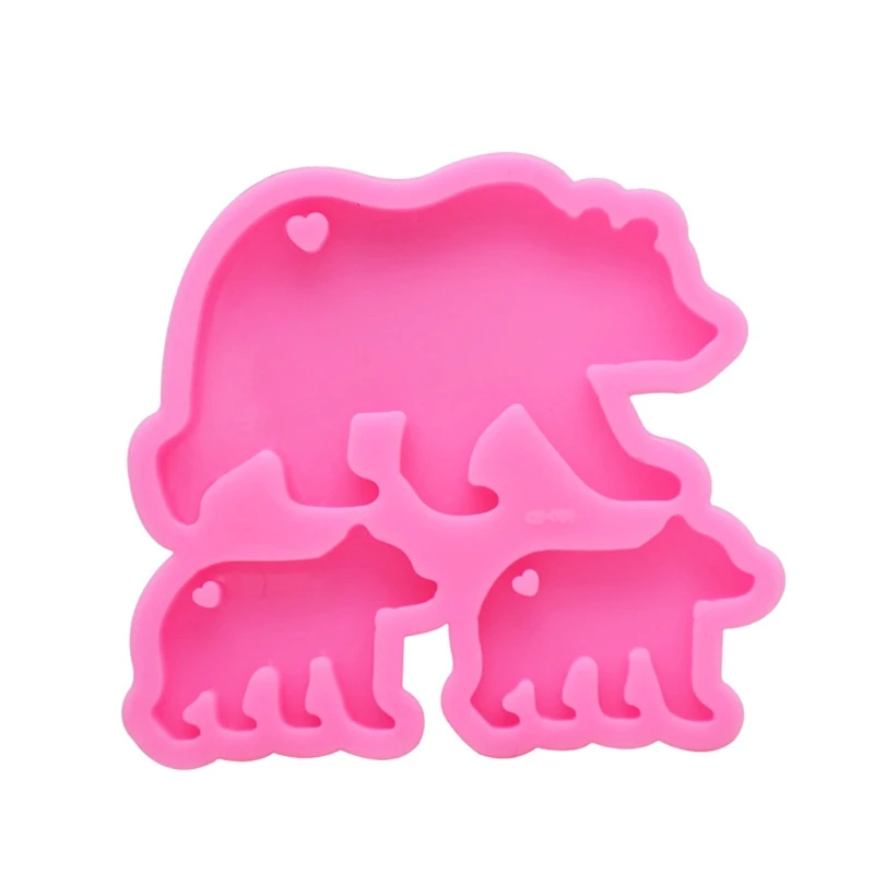 

Walking Polar Bear Baby Mom Set Keychain Silicone Mold Bear Family Pendant Molds