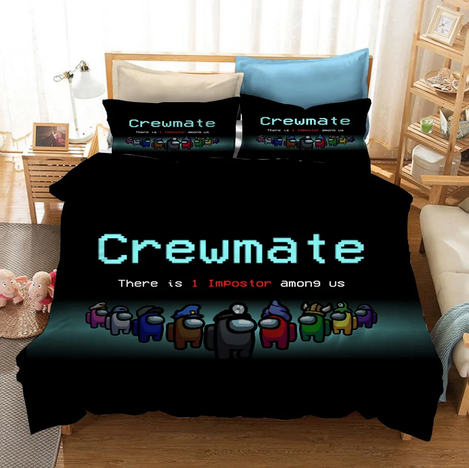 

3D Printing Among Us Cartoon Digital Printing 2/3pc Quilt Cover Pillowcase Double Bed Set Duvet Cover Quilt Bedding Christmas