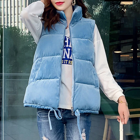 2021 autumn and winter new style down cotton vest women Korean  loose short sleeveless vest  cotton jacket women