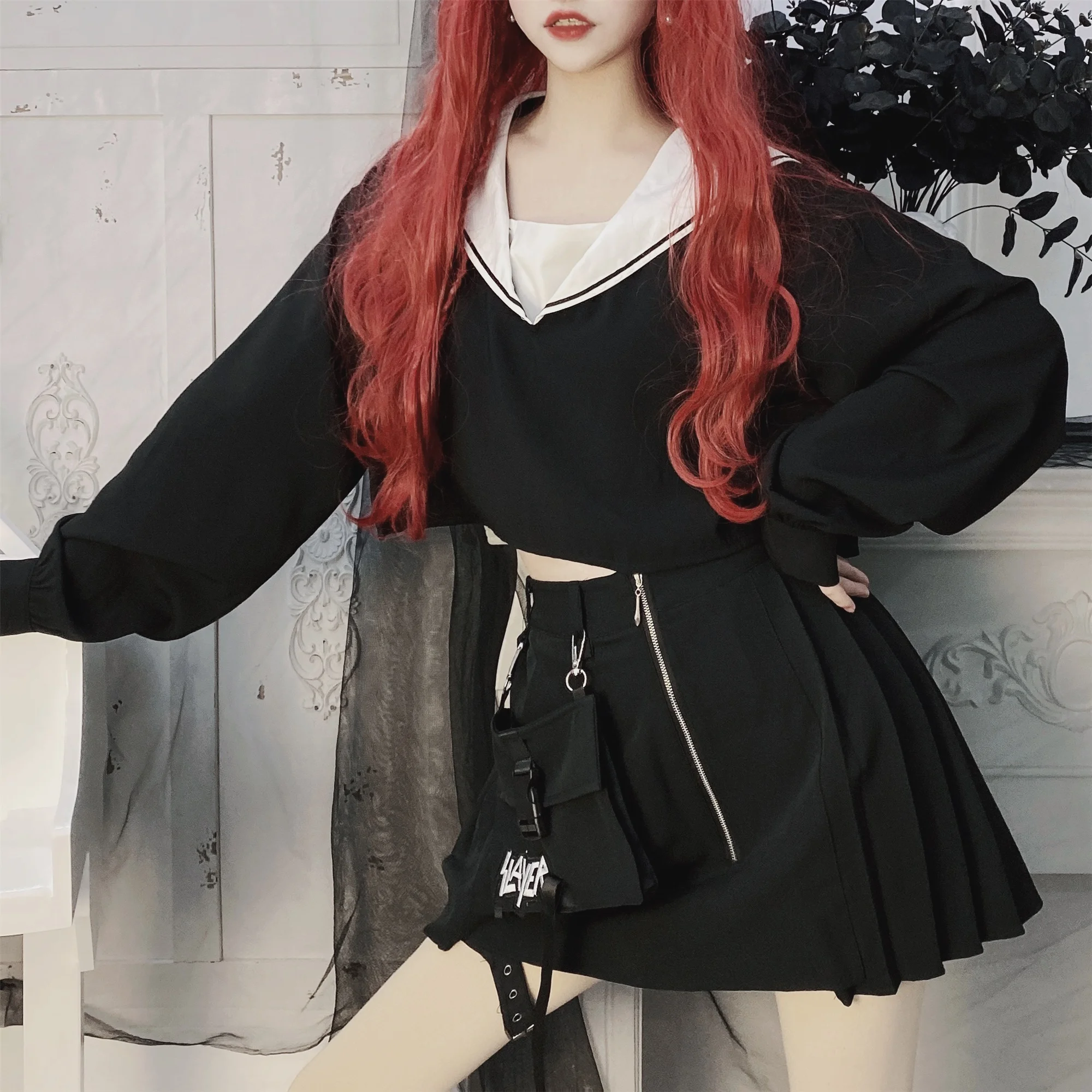 Женская футболка с вышивкой в стиле преппи готический свитшот длинным рукавом