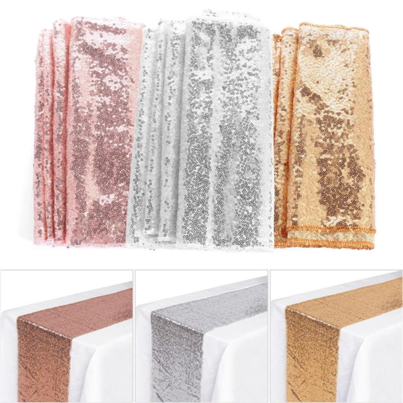 

1pcs Sparkly Rose Gold Sequin Table Runners for Weddings Party Christmas Cloth Decor Boho Decoration Home Decor