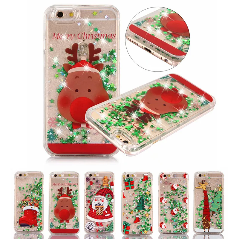 Мультяшный Рождественский чехол для iphone XR XS Max santa claus elk Diamond gliter 5 5S SE 6 6s 7 8 Plus X