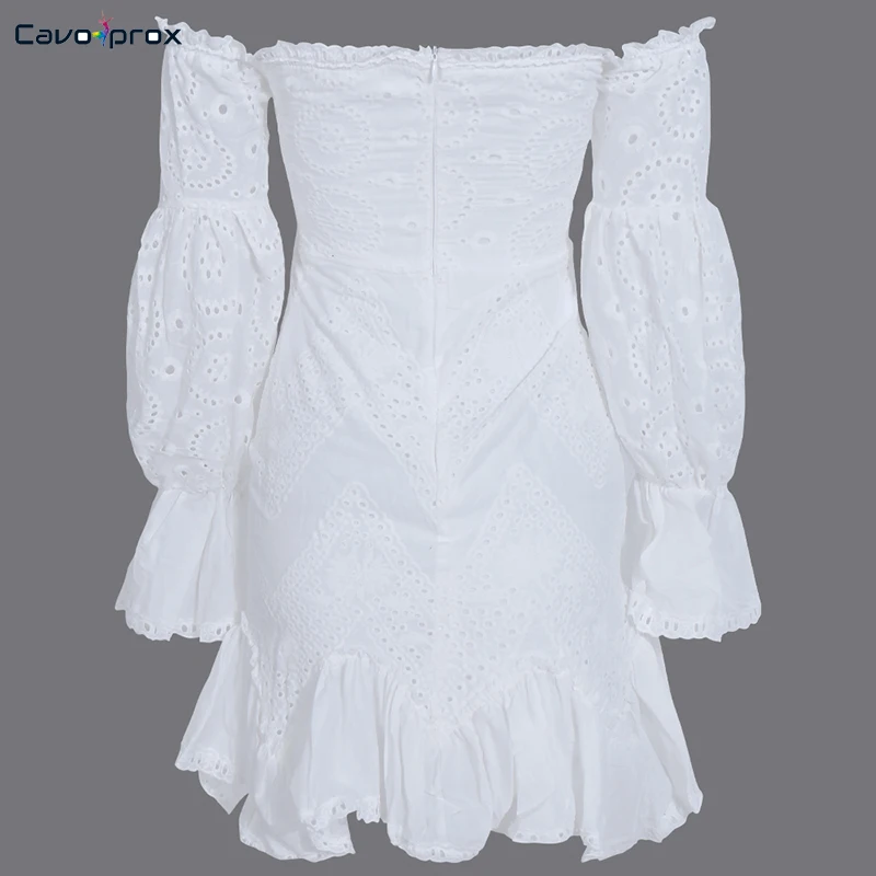 Для женщин элегантное платье с открытыми плечами кружевные буффы на рукавах